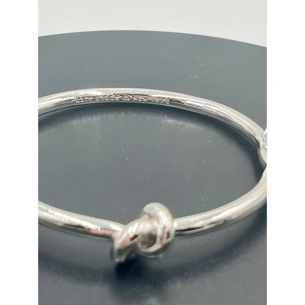 Kate Spade Sailor's Knot Love‎ Knot Polished Silver Tone Hinged Bangle Bracelet - Picture 9 of 9